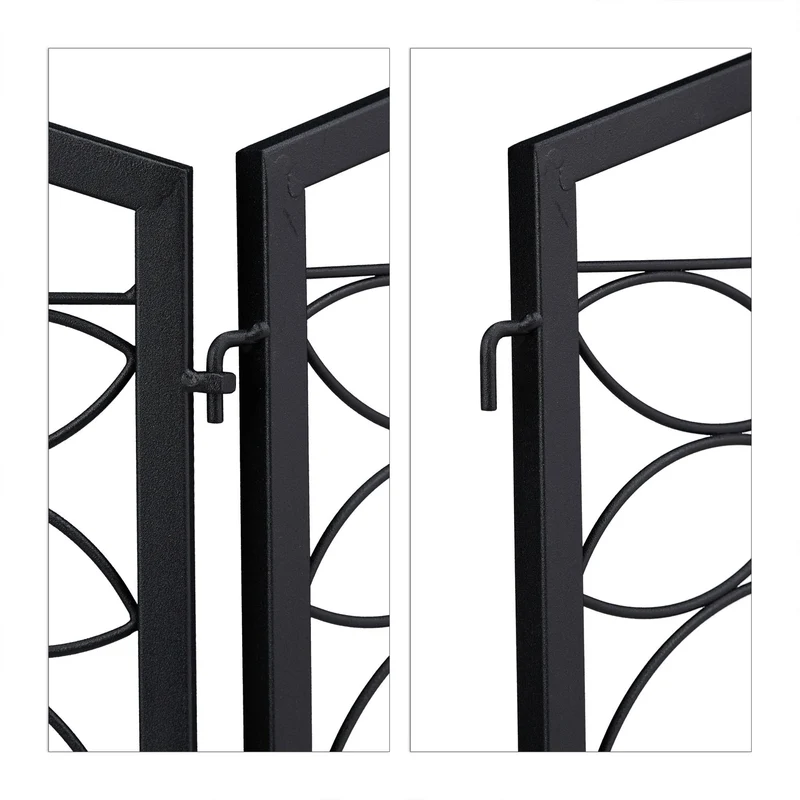 Lot de 4 bordures potager en fer noir design antique délimitation jardin extérieure 47 x 225 x 1,5 cm en fer noir 13_0008794