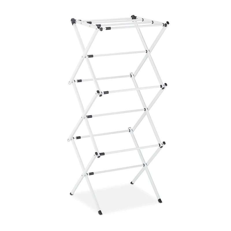 Séchoir à linge pliable extensible 106 x 43-74 x 38 cm 6 niveaux gain de place pratique en métal blanc 13_0008682