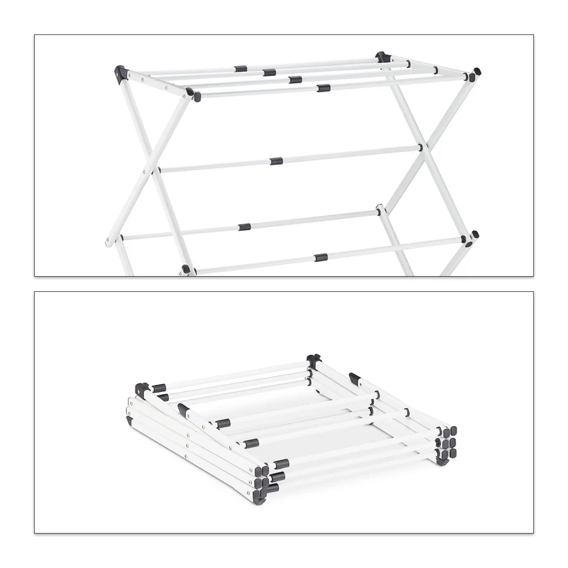 Séchoir à linge pliable extensible 106 x 43-74 x 38 cm 6 niveaux gain de place pratique en métal blanc 13_0008682
