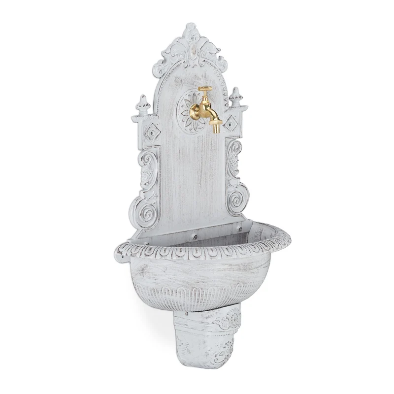 Fontaine murale antique design extérieur 75 x 44 x 22 cm pour jardin évier pratique en fonte d'aluminium gris 13_0008731