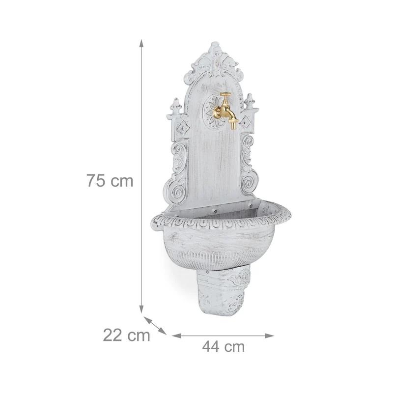 Fontaine murale antique design extérieur 75 x 44 x 22 cm pour jardin évier pratique en fonte d'aluminium gris 13_0008731