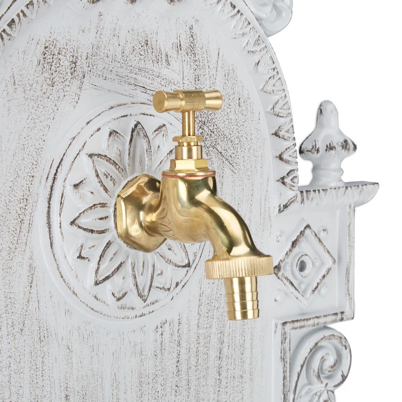 Fontaine murale antique design extérieur 75 x 44 x 22 cm pour jardin évier pratique en fonte d'aluminium gris 13_0008731