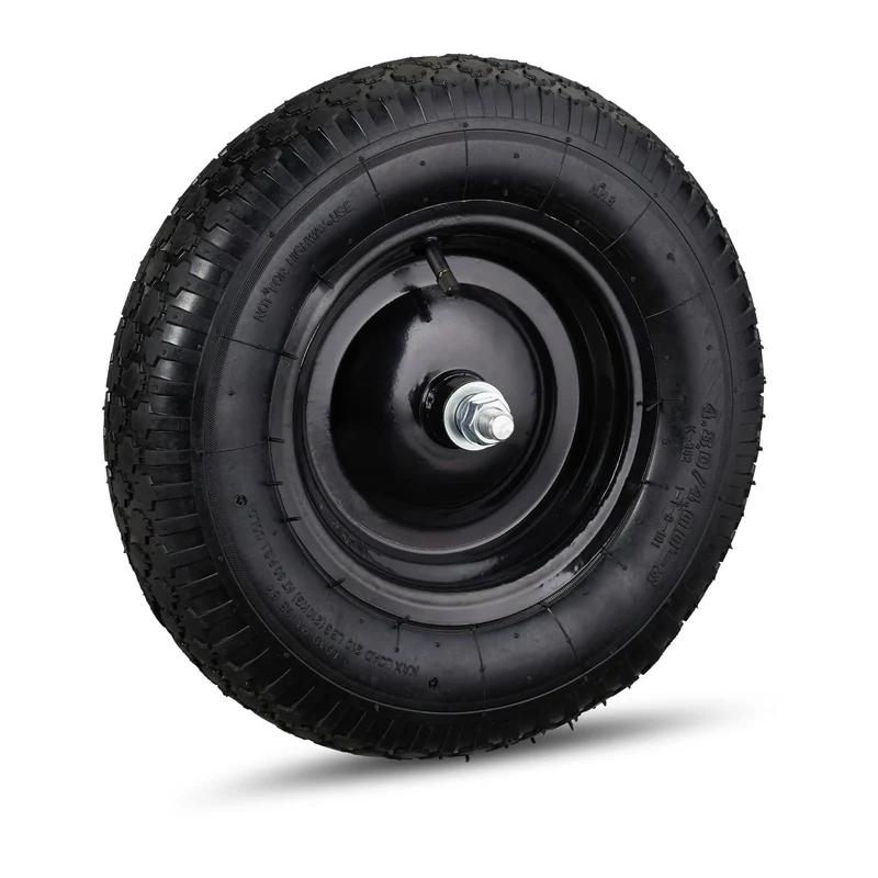 Roue de brouette pneumatique 39 x 9 cm surface profilée confort transport en caoutchouc noir 13_0007685