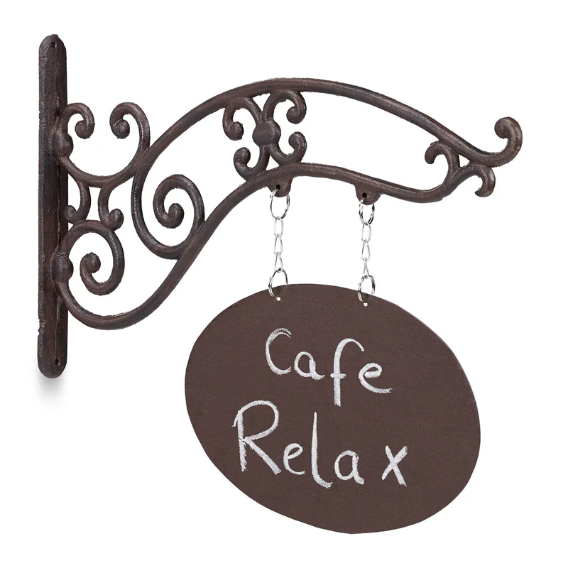 Plaque pour inscription décorative antique bar ou boutique 32 x 43 x 3 cm en fer marron 13_0008092