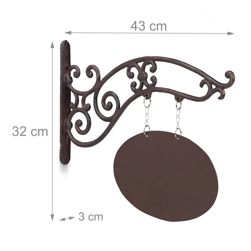 Plaque pour inscription décorative antique bar ou boutique 32 x 43 x 3 cm en fer marron 13_0008092