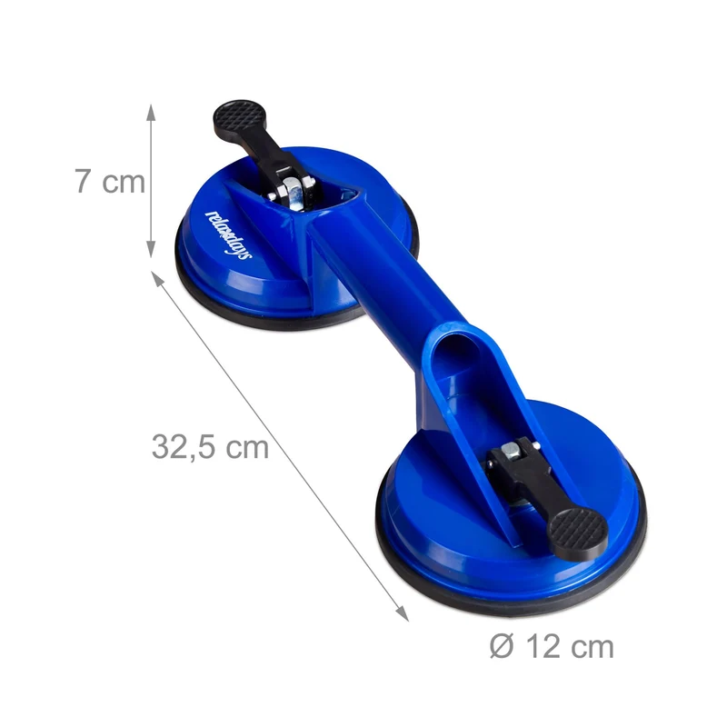 Lot de 2 ventouses doubles outil pratique déménagement capacité 80 kg en plastique rouge 13_0007821