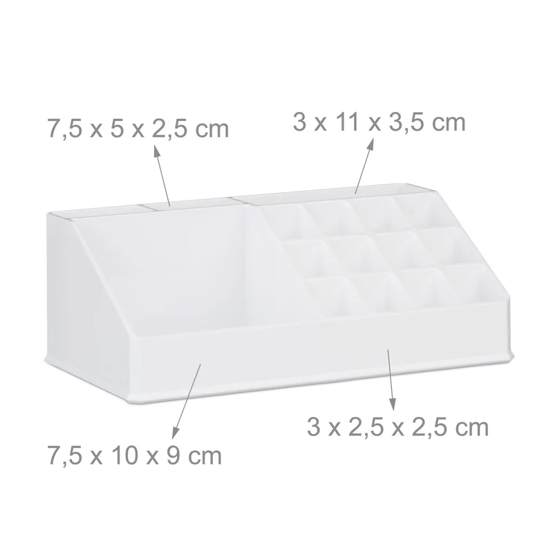 Lot de 2 organisateurs de maquillage 19 x 24 x 13,5 cm avec 4 tiroirs 16 compartiments en acrylique transparent 13_0007285