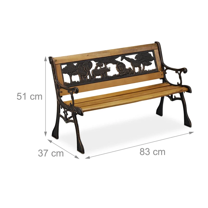 Banc de jardin enfants motifs animaux 100 x 40 x 50 cm en bois marron 13_0008340