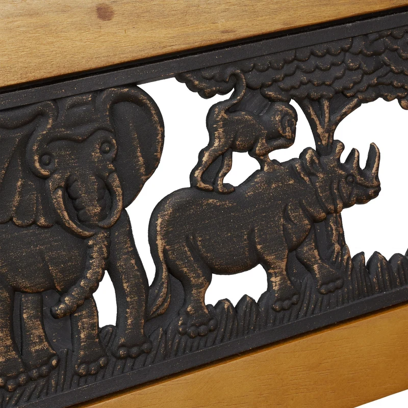 Banc de jardin enfants motifs animaux 100 x 40 x 50 cm en bois marron 13_0008340