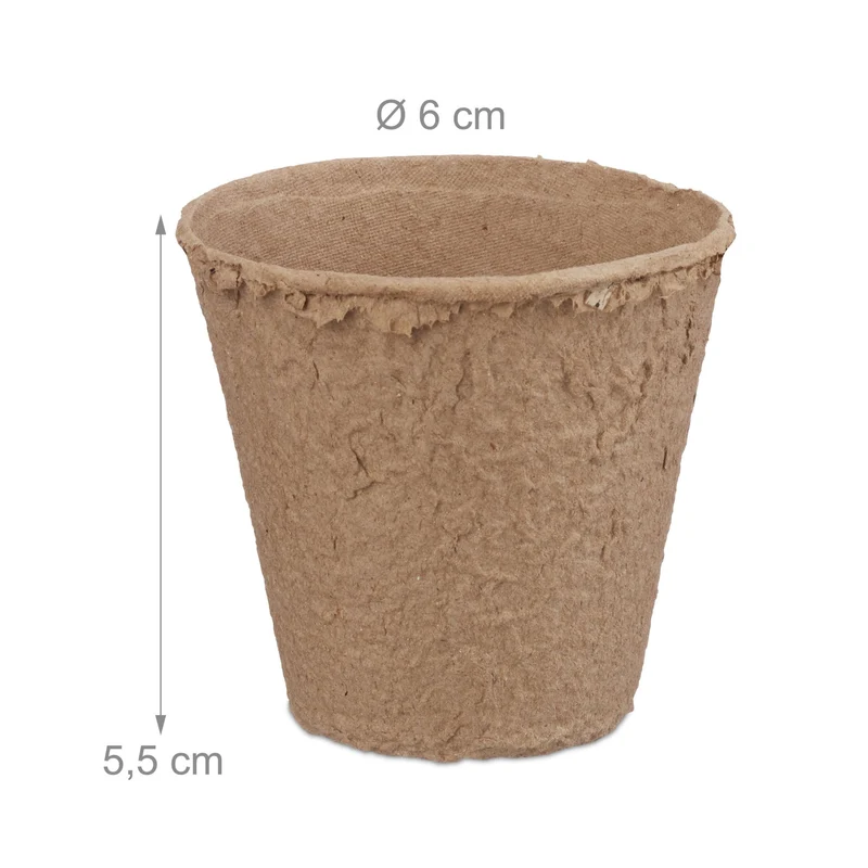 Lot de 80 pots de jardinage pour semis 5,5 x 6 cm pratique éco-responsable en cellulose beige 13_0008287
