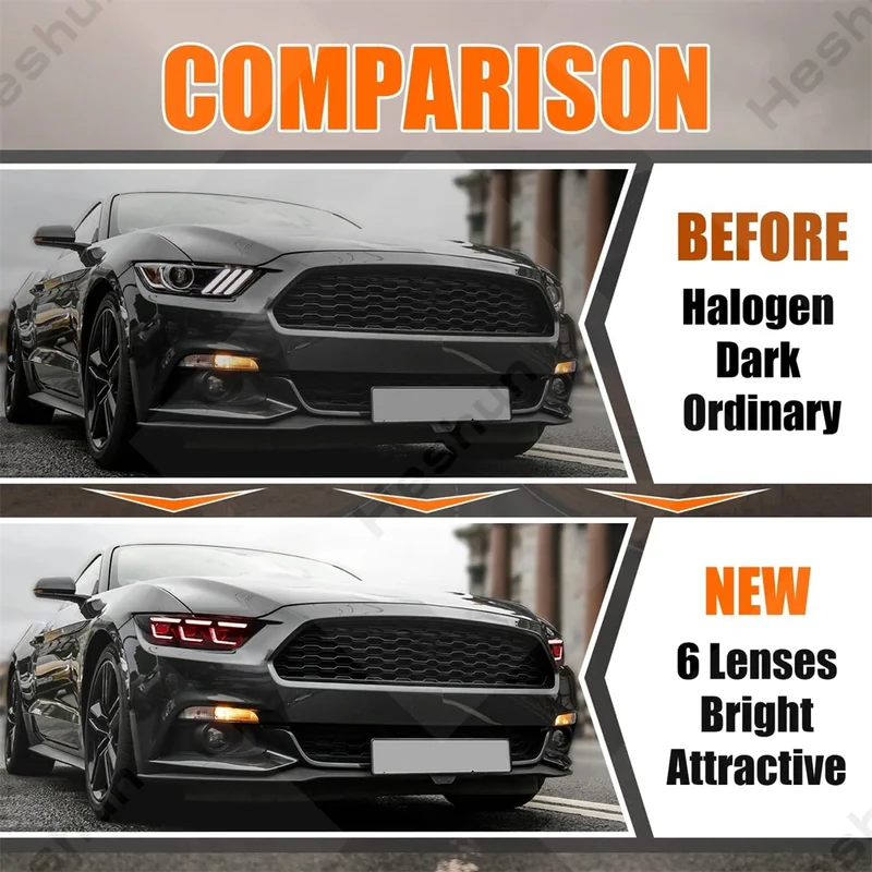 Phares Avant LED Sequentiel Ford Mustang Shelby GT500
