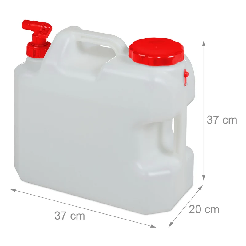 Bidon à eau transportable idéal pour camping 35,5 x 17 x 32,5 cm léger hermétique en HDPE blanc 13_0008814