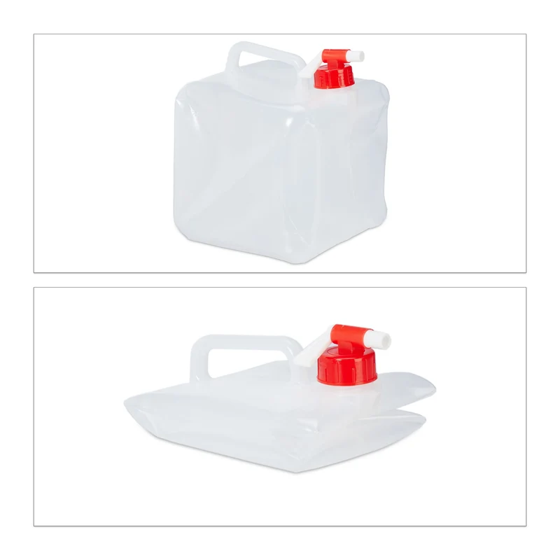 Lot de 4 bidons pliables transparent camping 5 litres 20 x 18 x 22 cm en plastique rouge 13_0008820