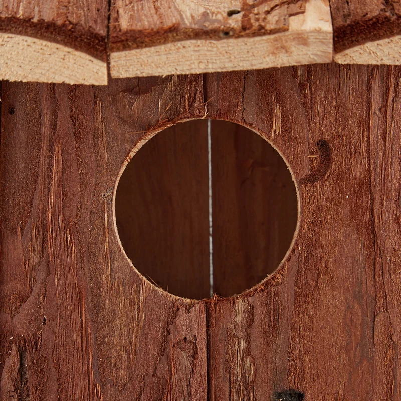 Maison d'oiseaux décorative à suspendre pour jardin 20 x 15 x 15 cm ambiance rustique en bois naturel 13_0008381