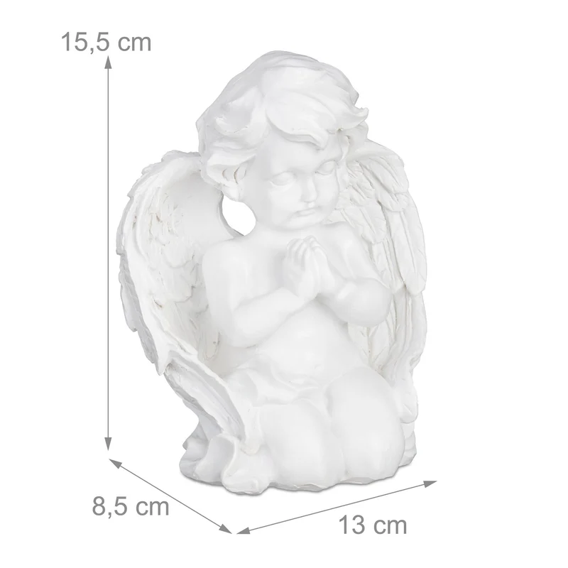 Ange funéraire décoratif prière 15,5 x 13 x 8,5 cm lien entre ciel et terre résistant en résine grise 13_0009253