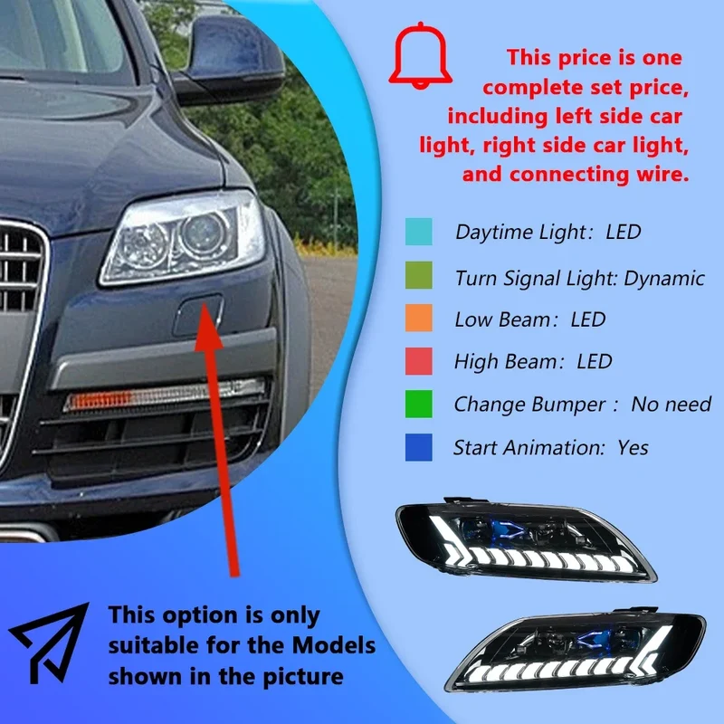 Phares LED Audi Q7 2006-2015 Projecteur Dynamique