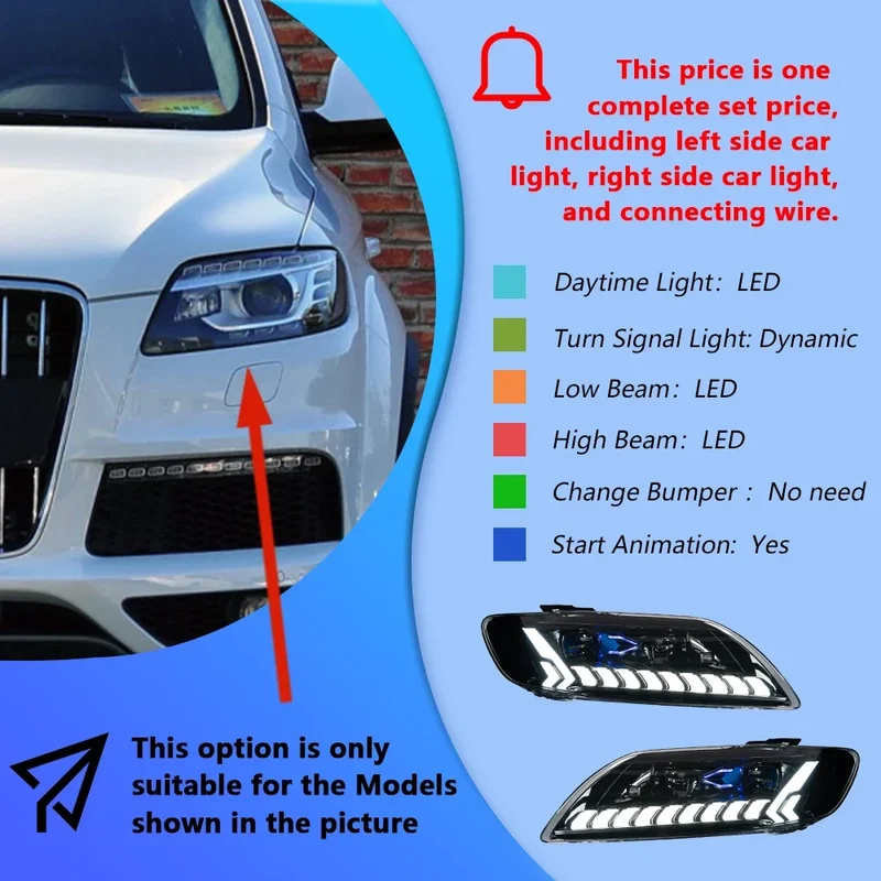 Phares LED Audi Q7 2006-2015 Projecteur Dynamique