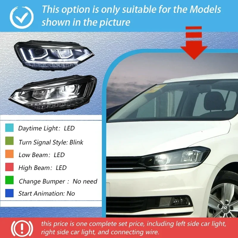 Phares LED Bi-Xenon Volkswagen Touran L 2016-2022