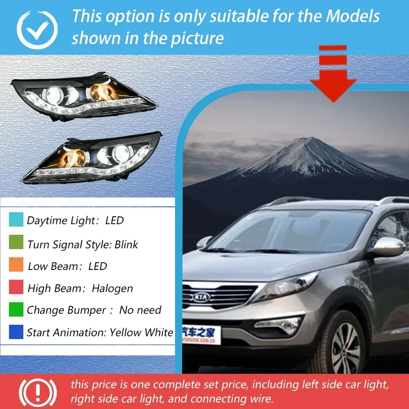 Phares LED Kia Sportage R 2010-2014 Mise à Niveau Premium