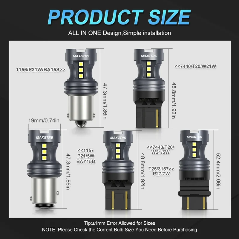 Ampoules LED Canbus P21W BA15S 1156 1157 BAY15D T20 Voiture