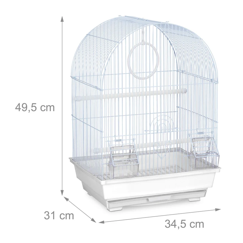 Cage à oiseaux pour petits oiseaux avec accessoires 55 x 35 x 30 cm nettoyage facile style moderne en métal blanc 13_0008996