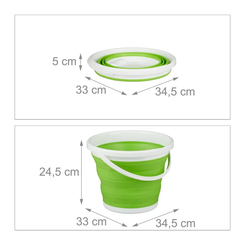 Seau pliable 10 l pratique camping festival rangement facile en silicone vert 13_0008632
