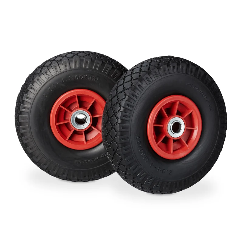Lot de 2 roues de brouette increvables 26 x 8,5 cm confort de transport surface profilée en caoutchouc noir 13_0007210