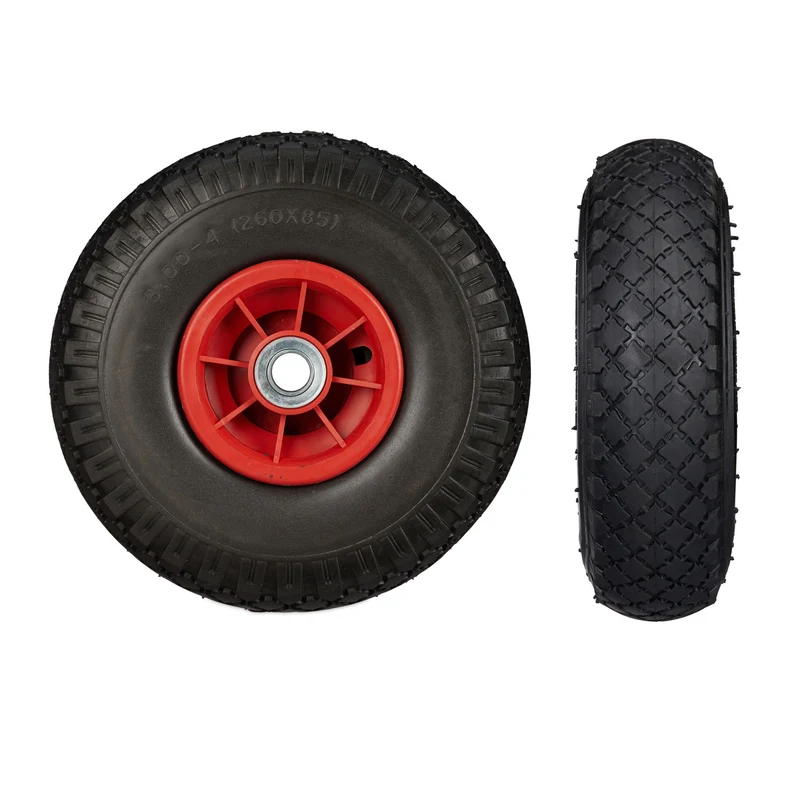 Lot de 2 roues de brouette increvables 26 x 8,5 cm confort de transport surface profilée en caoutchouc noir 13_0007210