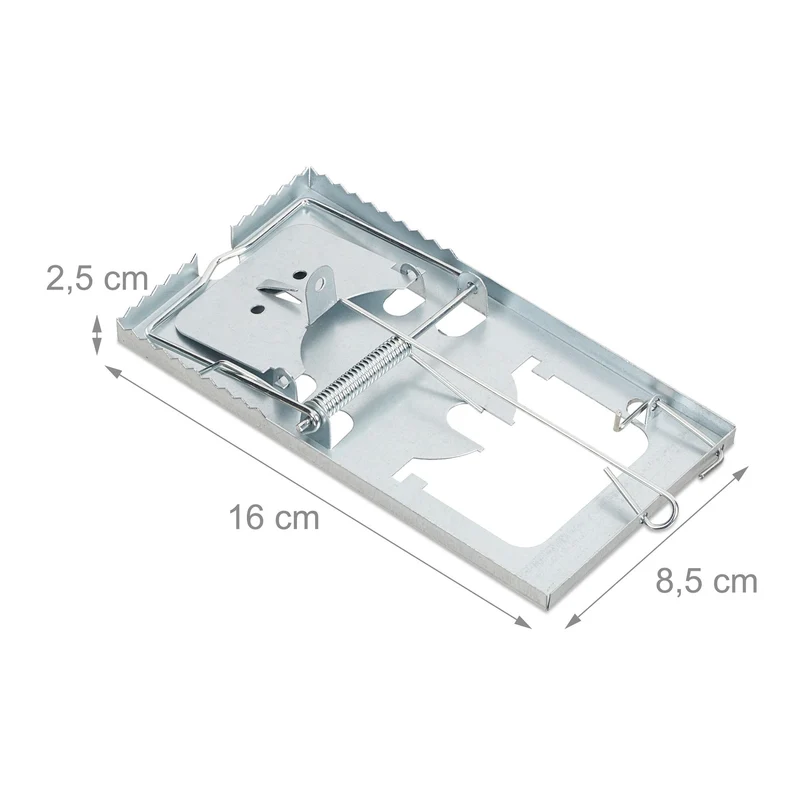 Lot de 4 tapettes à souris réutilisables piège efficace pour intérieur extérieur 16 x 8,5 x 5 cm en fer galvanisé argenté 13_0007903