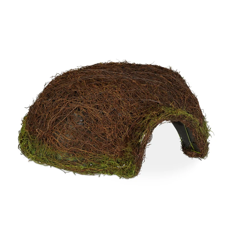 Abri de jardin hérisson iglu en forme de coupole 80 x 60 x 50 cm protection hiver nature en rotin marron 13_0008384