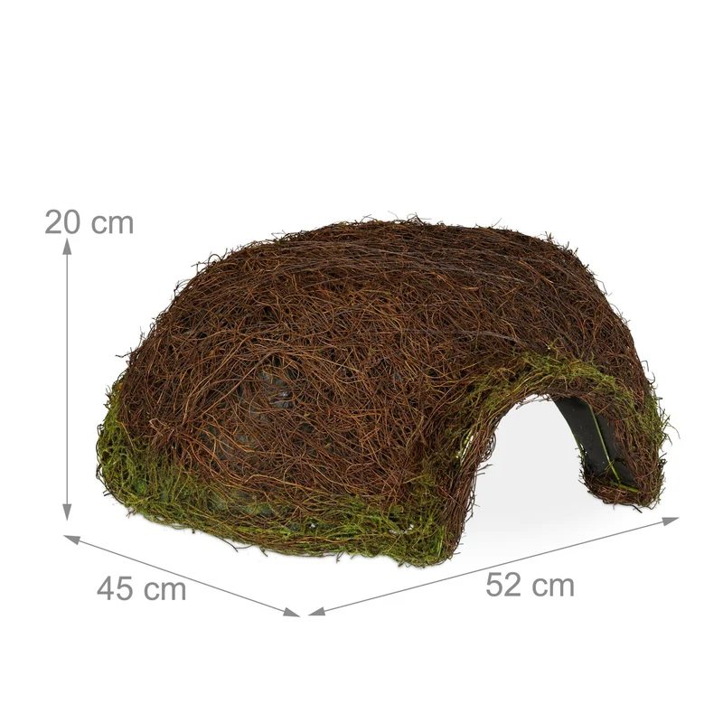 Abri de jardin hérisson iglu en forme de coupole 80 x 60 x 50 cm protection hiver nature en rotin marron 13_0008384