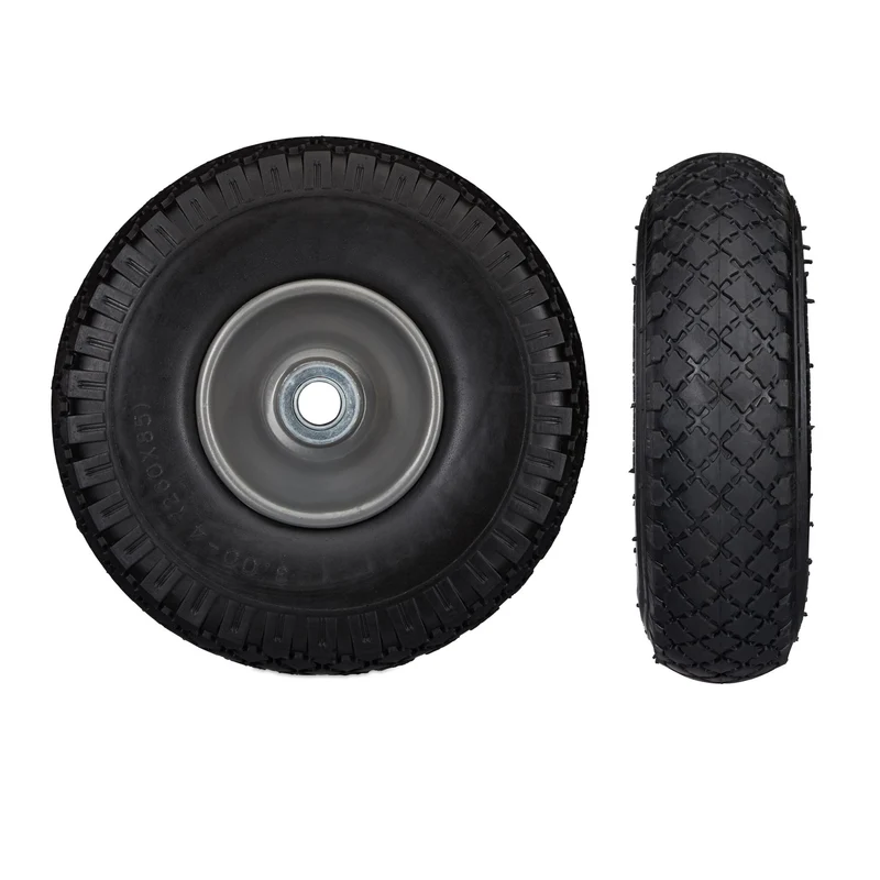 Lot de 2 roues de brouette increvables 26 x 8,5 cm confortables robustes en caoutchouc noir 13_0007219