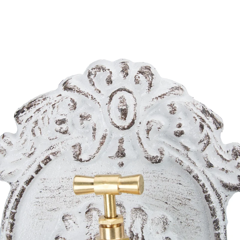 Fontaine murale extérieure style antique 40 x 24,5 x 13 cm avec robinet pratique déco jardin en fonte d’aluminium gris 13_0008729