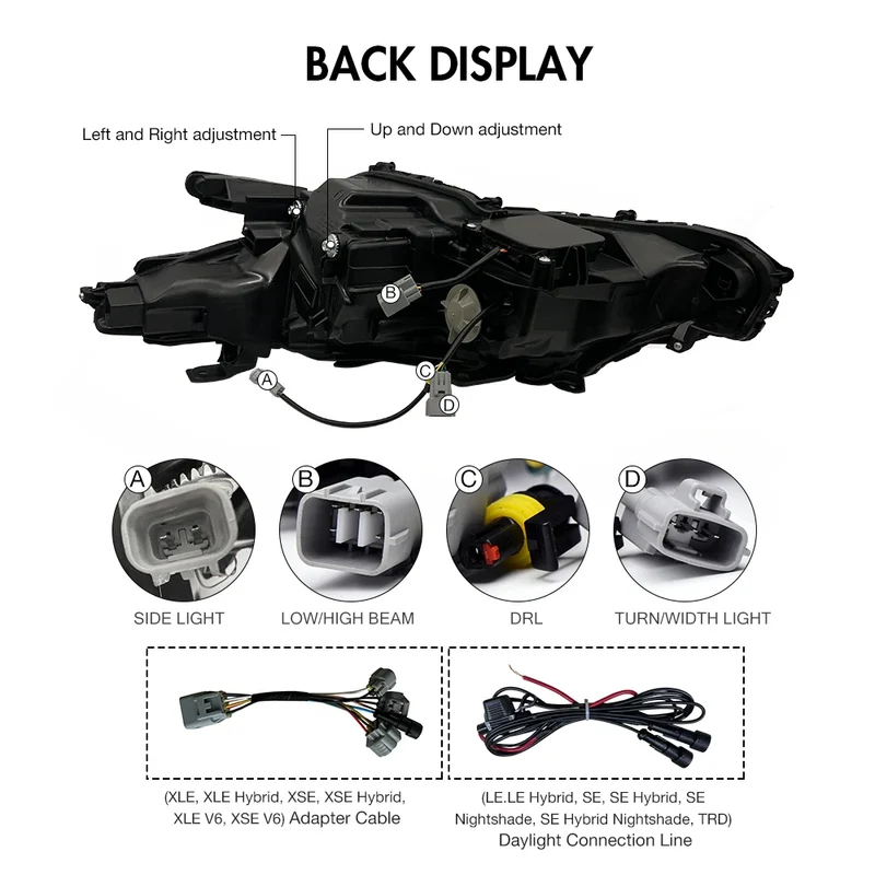 Phares LED Toyota Camry Faisceau Quadruple