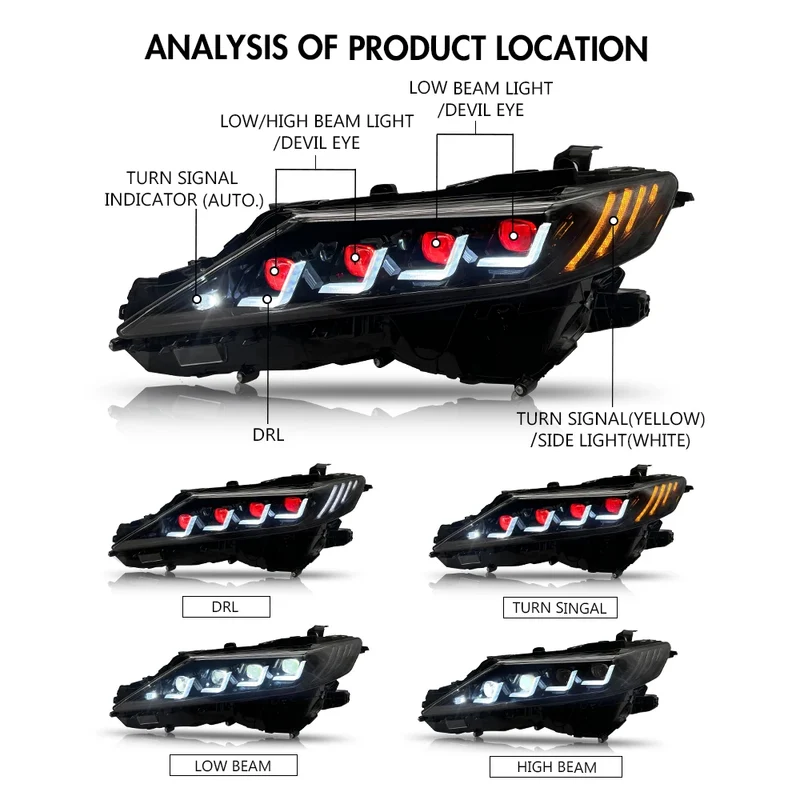 Phares LED Toyota Camry Faisceau Quadruple
