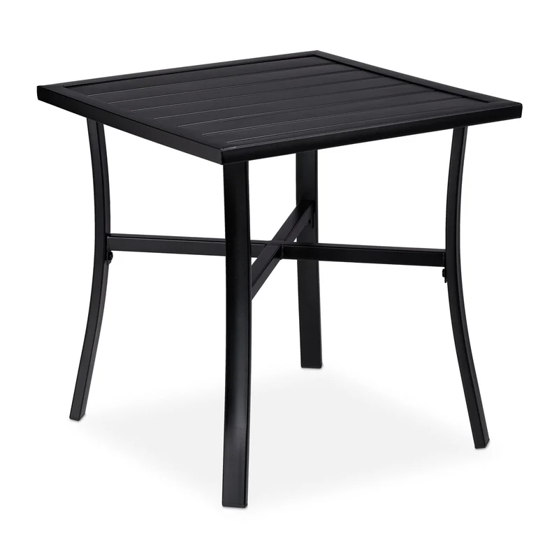 Table de jardin carrée robuste 80 x 80 x 75 cm idéale 4 personnes design simple en acier noir 13_0008374