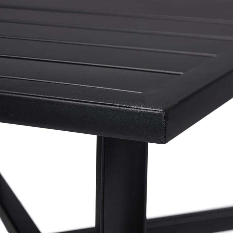 Table de jardin carrée robuste 80 x 80 x 75 cm idéale 4 personnes design simple en acier noir 13_0008374