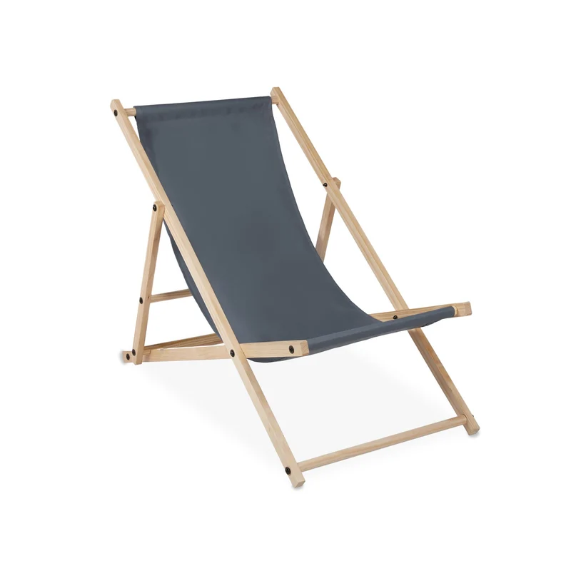 Chaise longue pliante réglable 82 x 56 x 93,5 cm détente idéale design décoratif en bois de hêtre jaune 13_0008710