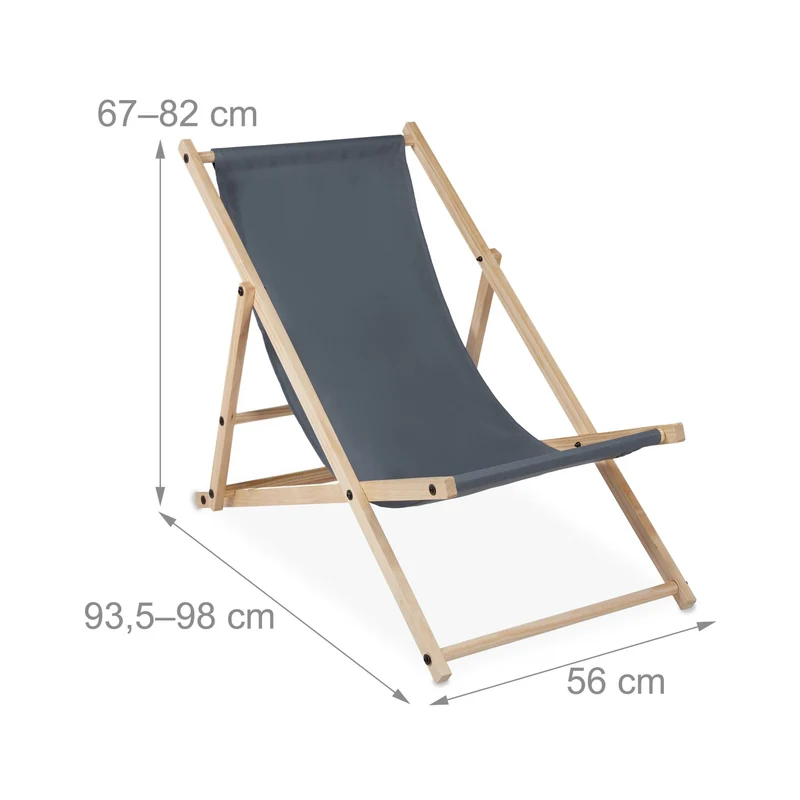 Chaise longue pliante réglable 82 x 56 x 93,5 cm détente idéale design décoratif en bois de hêtre jaune 13_0008710