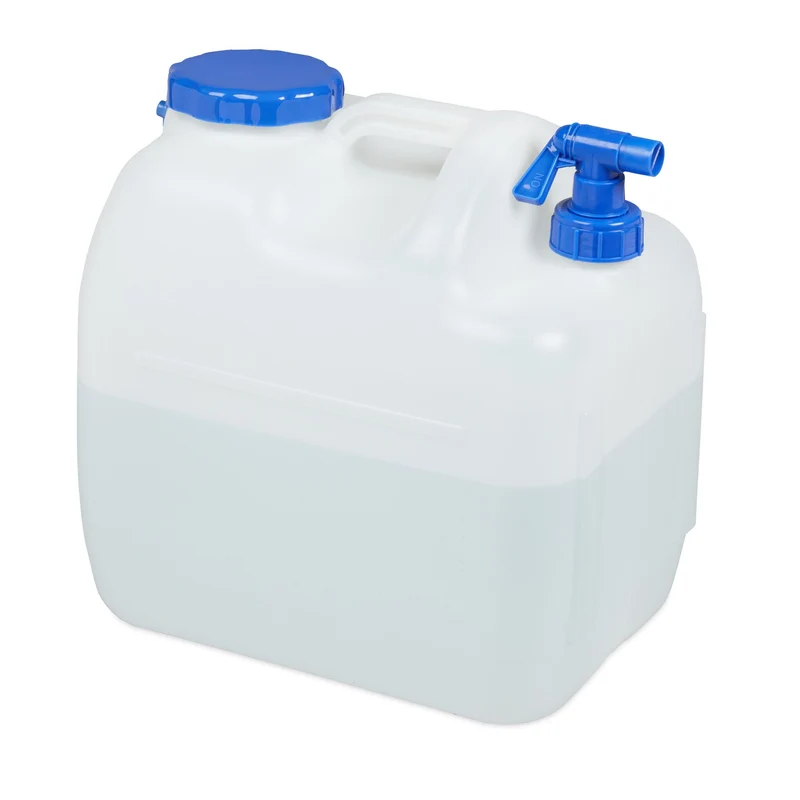 Bidon à eau transportable 12 L 35,5 x 17 x 32 cm pratique hermétique festival en HDPE blanc 13_0008812