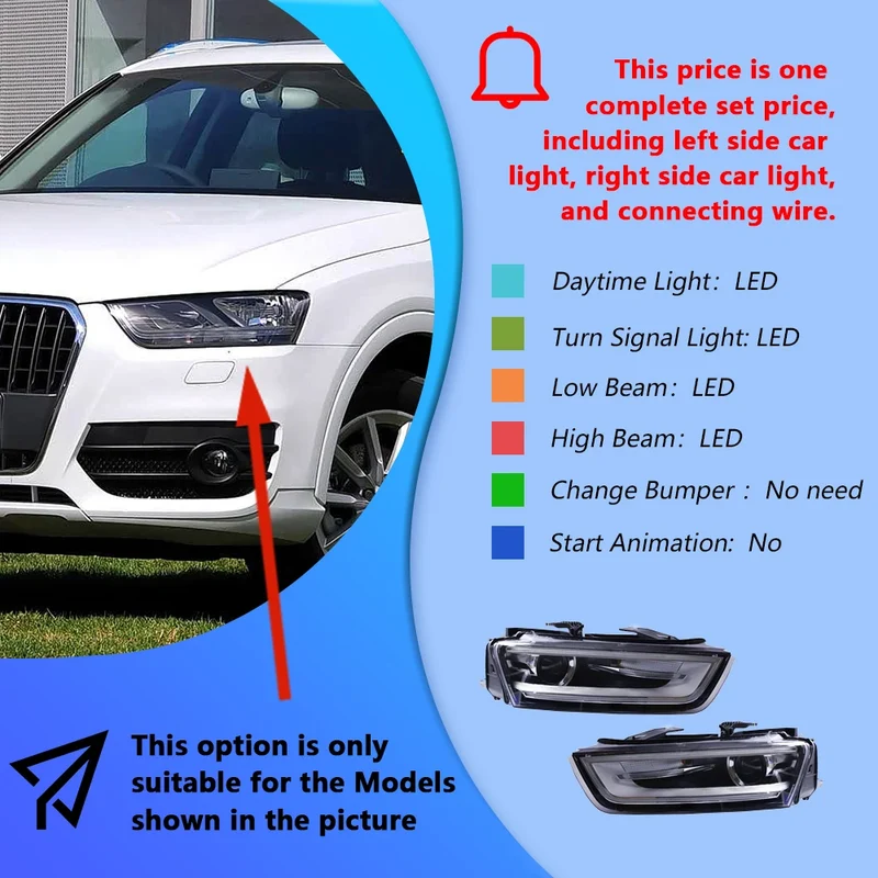 Phares LED Audi Q3 2012-2015 Projecteur Dynamique