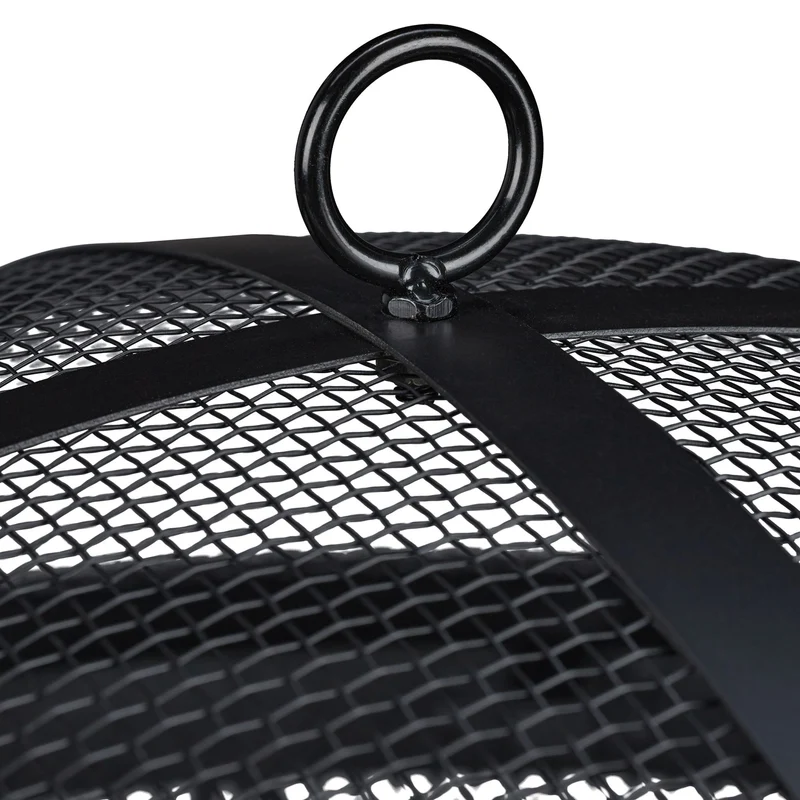 Brasero de jardin acier noir 80 x 80 x 30 cm avec protection étincelles ambiance chaleureuse en acier noir 13_0009257