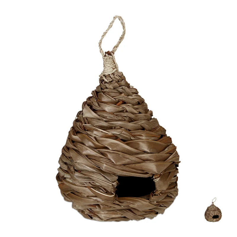 Nid d'oiseau décoratif naturel pour balcon jardin 31 x 20 cm ambiance exotique en fibre de coco 13_0008699
