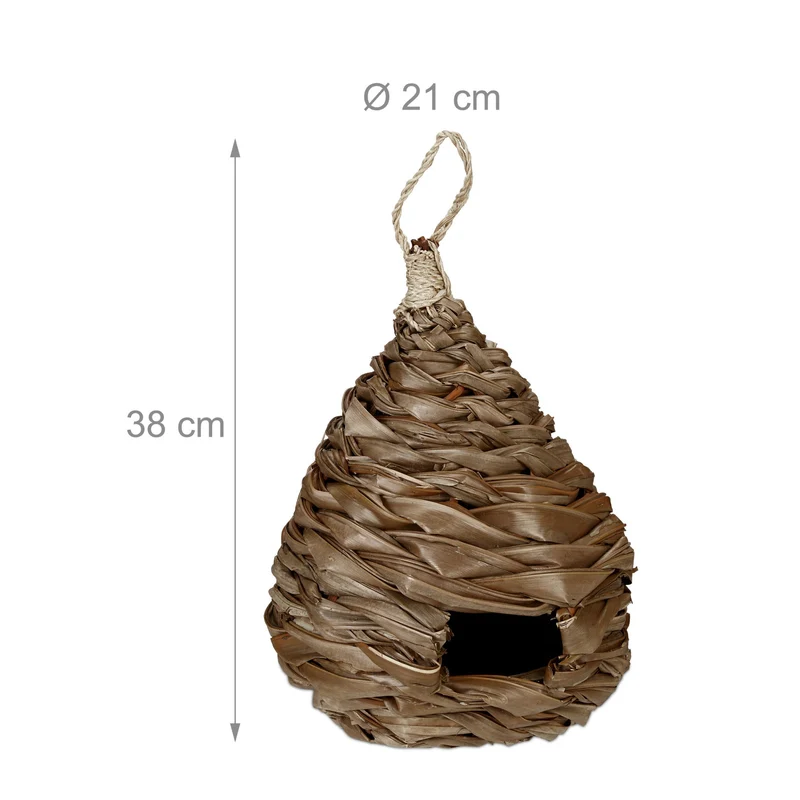 Nid d'oiseau décoratif naturel pour balcon jardin 31 x 20 cm ambiance exotique en fibre de coco 13_0008699