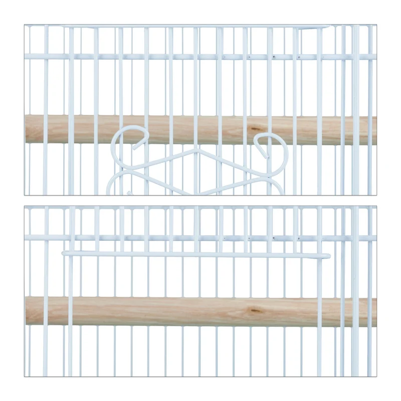 Cage à oiseaux rectangulaire avec perchoirs réglables 56,5 x 46,5 x 35,5 cm en acier blanc 13_0009843