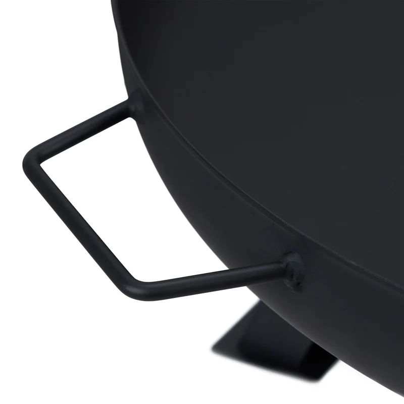 Brasero de jardin rond 60 cm espace entre sol fonctionnalité sécuritaire ambiance conviviale en acier noir 13_0009256