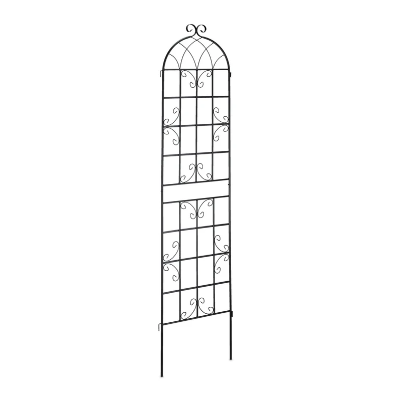 Lot de 2 treillis de jardin décoratifs pour plantes grimpantes 150 x 50 x 1,5 cm en métal noir 13_0008800