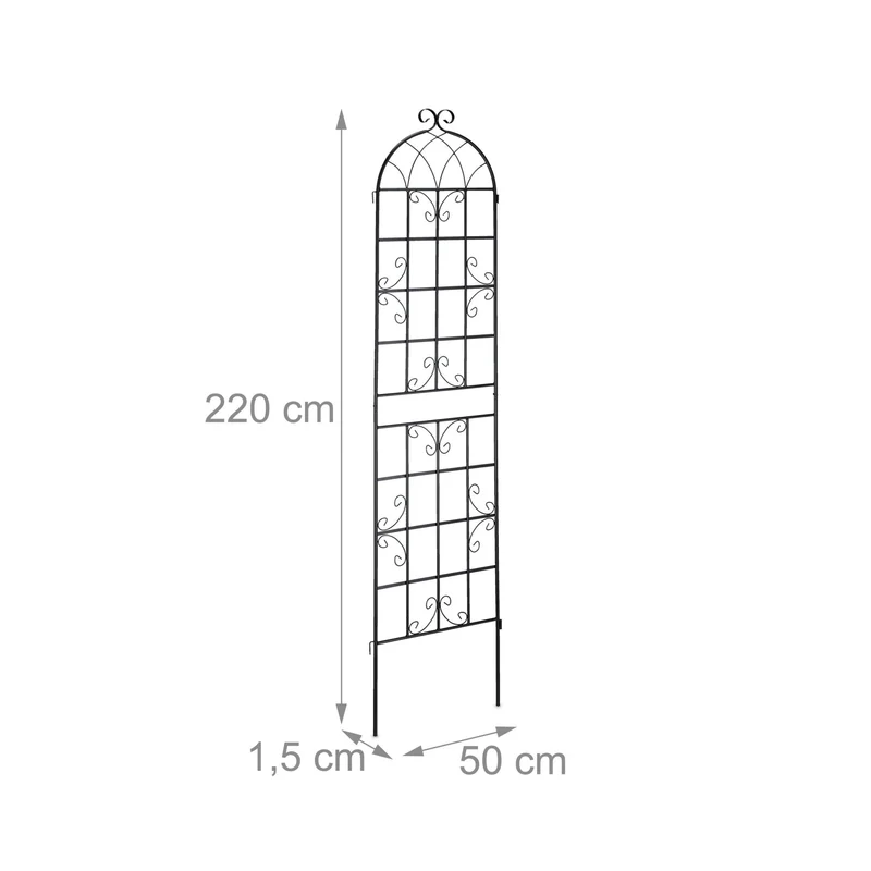 Lot de 2 treillis de jardin décoratifs pour plantes grimpantes 150 x 50 x 1,5 cm en métal noir 13_0008800