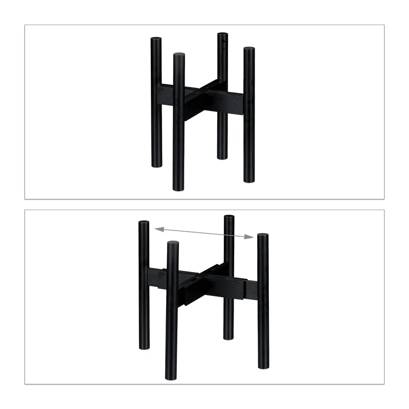 Support à pot réglable pour déco intérieure style moderne largeur ajustable en bambou noir 13_0007659