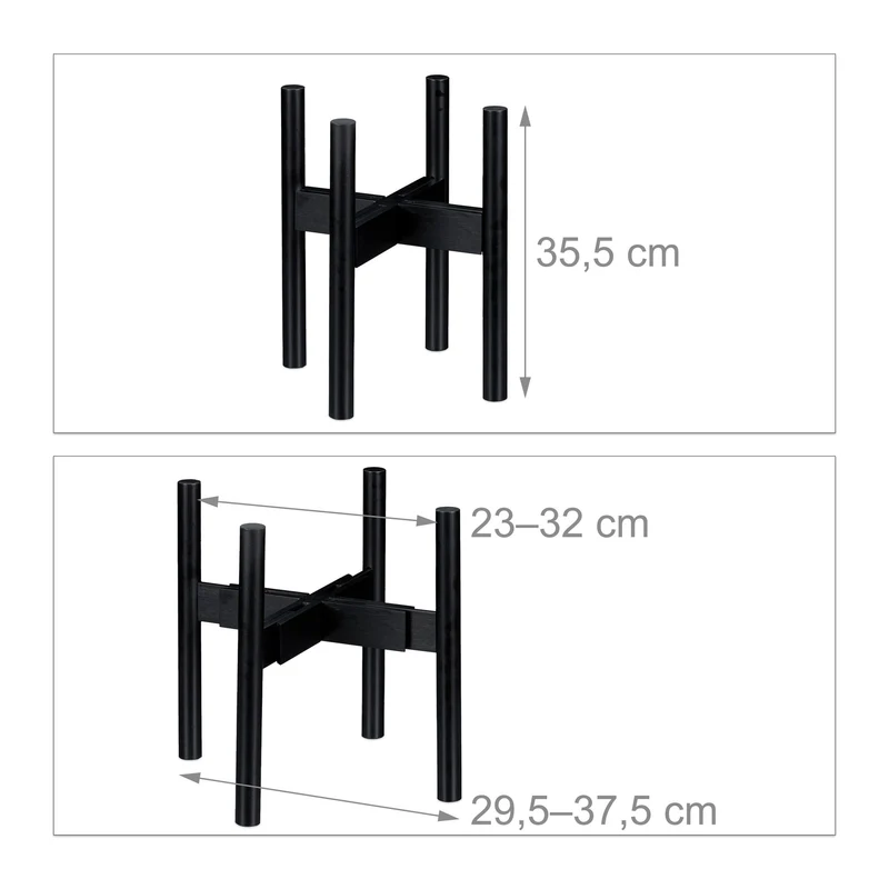 Support à pot réglable pour déco intérieure style moderne largeur ajustable en bambou noir 13_0007659